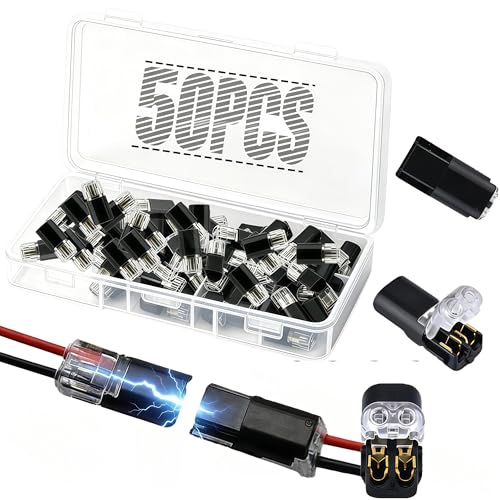 Quick Connect Wire connectors，Quick Clip fastenersWith Lock bucklelock Strip Connector，Double Wire Plug with Locking Buckle, DIY Handmade, Low Voltage Decoration and Model kit，50PCS