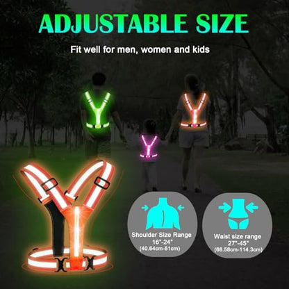 LED Rechargeable Reflective Vest with 11hrs Runtime, Light Up Safety Gear for Night Running Walking Cycling, USB Rechargeable - color: Orange