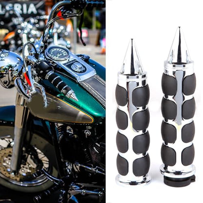 JMTBNO Motorcycle Grips 1" 25mm Handlebar Hand Grips Compatible with Harley Touring Road King Street Glide Electra Glide Road Glide Street Bobber Softail Fatboy - color: Chrome with Point