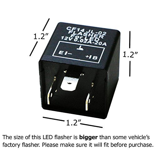 iJDMTOY 3-Pin CF14 EP35 Electronic LED Flasher Relay As LED Related Turn Signal Bulbs Hyper Flash Fix