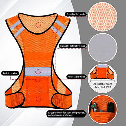 TCCFCCT Reflective Running Vest, High Visibility Running Gear with Large Pocket - color: 2 Pack Mesh Orange