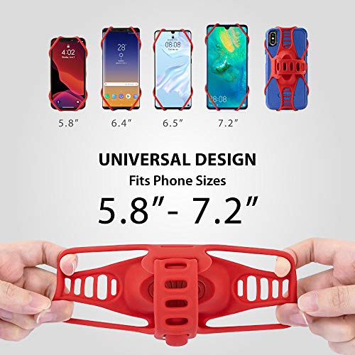Bone Bike Tie Pro 3, Bike Cell Phone Mount for Stem, Scratch-Free Silicone Holder with Shock-Absorbing Design, Universal Cycling Phone Holder Compatible with Most Smartphone (Red - Stem) - color: Bike Tie Pro 3 - Red