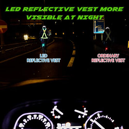 LED Reflective Vest, USB Rechargeable Reflective Running Gear with Safety Lights and Adjustable Size Elastic Band Night Vest Gear Accessories for Men Women Kids