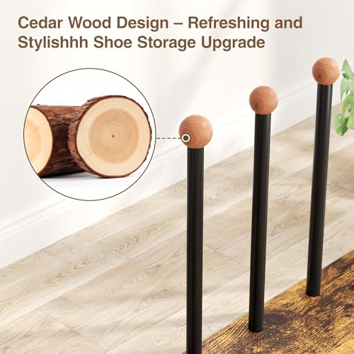 pickpiff Boot Rack 8-Pair Cedar Ball End Boot Rack Shoe Organizer Free standing Metal Holder with Wood Base