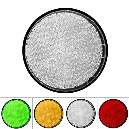 2Pcs Motorcycle Reflectors 2.2" Round Reflective Warning Reflection for Scooter ATV Boats Trucks with Nuts White - color: White