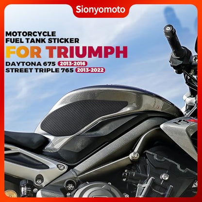 Fuel Gas Tank Pad Protector Stickers Decal Set Compatible with Daytona 675/R 2013 2014 2015 2016/ Street Triple 765 R/RS 2013 2014 2015 2016 2017 2018 2019 2020 2021 2022