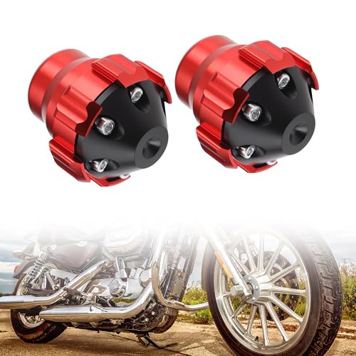 Frame Slider Anti-Crash Protector for Motorcycles 5.3 cm Aluminum Alloy Front Fork Wheel Fall Protection Guard Red 1 Pair - color: Red