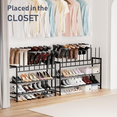 DIMJ Boot Rack 4-Tier - Black Metal Boot Storage Rack for Tall Boots Organizer Tall Boots, Multiuse Shoe Rack for Boots, Sneakers, High-Heel, Entryway, Fit for 8 Pairs, Black - size: 4-Tier 8 Pair