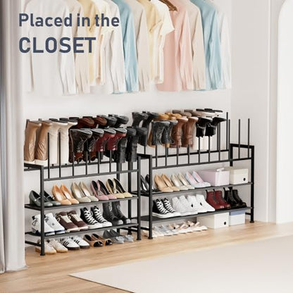 DIMJ Boot Rack 4-Tier - Black Metal Boot Storage Rack for Tall Boots Organizer Tall Boots, Multiuse Shoe Rack for Boots, Sneakers, High-Heel, Entryway, Fit for 8 Pairs, Black - size: 4-Tier 8 Pair
