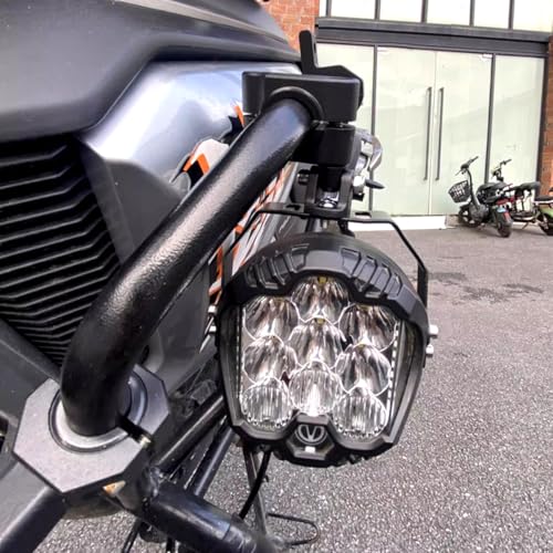 Motorcycle Spotlight Bracket, Adjustable Light Bar Mounting Holder for Driving Fog Lights, Tube Clamp Mounting Bracket Fit 0.7"-1.25" ATV UTV Roll Bar (2 Pcs)