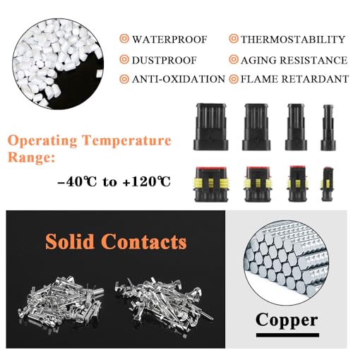 MUYI 384PCS Electrical Connectors Kit, 1/2/3/4 Pin Automotive Electrical Wire Connector Plug Car Electrical Connector Terminals Male and Female - style: 1-4pin connector(384 pcs)