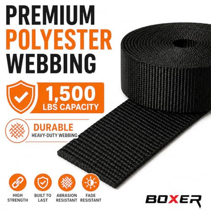 BoxerTool BXR Black Strap Down Ratcheting Securing Straps 1" x20' Track Spring Fittings, Tie-Down Motorcycles, Trailer Loads, Kayak, Rubber Handle Ratcheting Strap - size: 1"x20' - 2pcs
