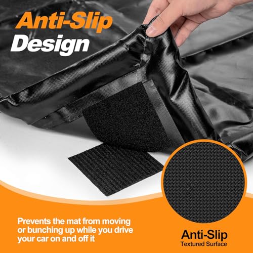 Garage Floor Mat 8'6" x 20', Heavy Duty 1300D PVC Containment Mat with Floor Squeegee, Waterproof Protection from Snow, Rain and Mud for Cars, Black - size: 8'6" x 20'