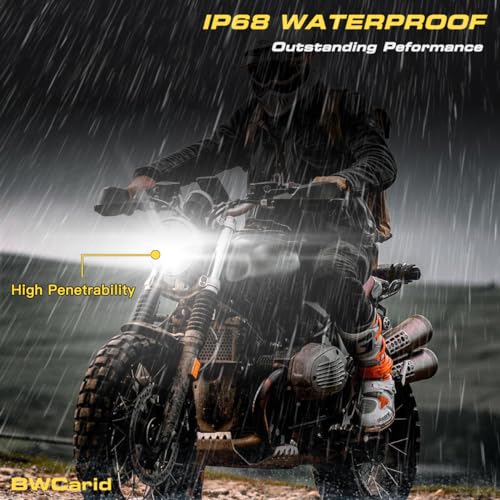 7" Inch LED Motorcycle Headlight with Housing Bucket Mounting Brackets Hi/Low Beam Headlamp for H-arley Yamaha Honda Cafe Racer Bobber Chopper Scrambler Streetbike w/34~42mm Fork Tube, White - size: 7in LED Motorcycle Headlight