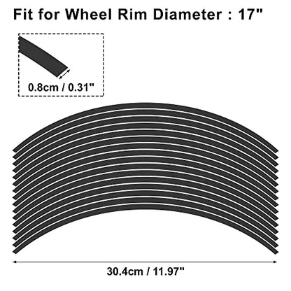 X AUTOHAUX 16pcs Fit 17" Wheel Motorcycle Car Bike Wheel Rim Sticker Strips Reflective Stripe Tape Reflector Black - color: Black