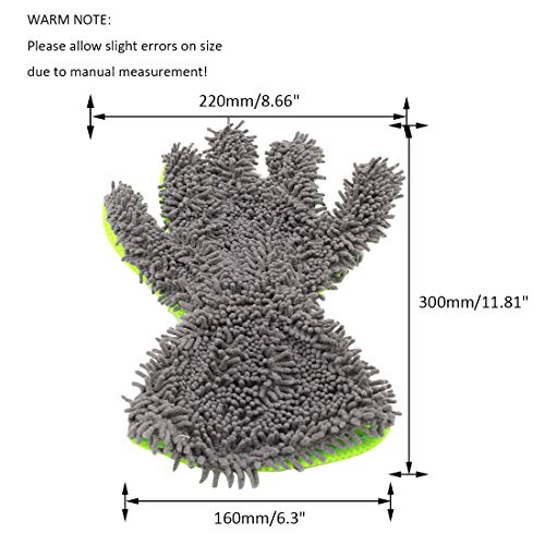 BokWin 2-Pack Car Wash Mitt Scratch Free, 5-Finger Microfiber Wash Mitts, Car Interior Exterior Cleaning Gloves, Auto Chenille Washing Sponge Kits for Cleaning Wheel Tight Spot - color: Grey