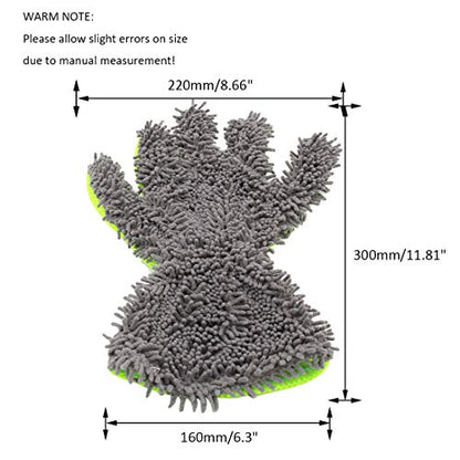 BokWin 2-Pack Car Wash Mitt Scratch Free, 5-Finger Microfiber Wash Mitts, Car Interior Exterior Cleaning Gloves, Auto Chenille Washing Sponge Kits for Cleaning Wheel Tight Spot - color: Grey