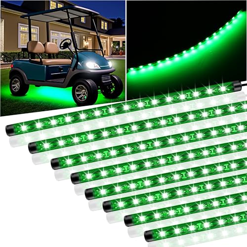 8 Pcs Car Led Light Strip IP67 Waterproof 11" Flexible Led Lights Underglow 12V for Car Motorcycle Boat Golf Cart Interior Exterior Decoration - Green - color: green