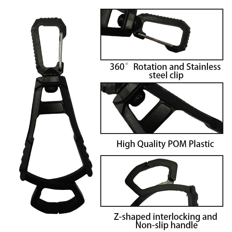 8Pcs Heavy Duty Glove Clips - Secure Lock Belt Clip Holder for Work Gloves, Rotatable Safety Grabber for Construction, Hiking, Cycling (Holds Hats/Towels)