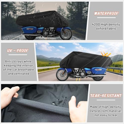 Motorcycle Half Cover Waterproof Windproof Outdoor Dustproof for Touring Models Road King Street Glide Road Glide and More. Black - size: Half Cover