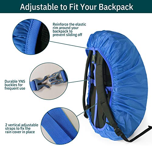 Unigear Backpack Rain Cover Waterproof Rating 5000mm, Ultraportable and Durable with 2 Anti-Slip Buckle Strap, Integrated Carry Pouch Design - color: Blue, size: Small