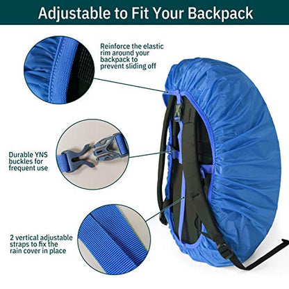 Unigear Backpack Rain Cover Waterproof Rating 5000mm, Ultraportable and Durable with 2 Anti-Slip Buckle Strap, Integrated Carry Pouch Design - color: Blue, size: Small