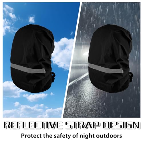 Jeffdad Waterproof Backpack Rain Cover, Foldable Hi-Visibility Reflective Strips Anti-dust Ultralight Rain Cover for Hiking Camping Cycling Traveling (26-40L)(Black)