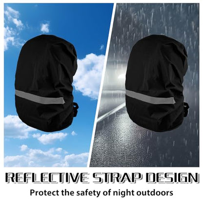 Jeffdad Waterproof Backpack Rain Cover, Foldable Hi-Visibility Reflective Strips Anti-dust Ultralight Rain Cover for Hiking Camping Cycling Traveling (26-40L)(Black)