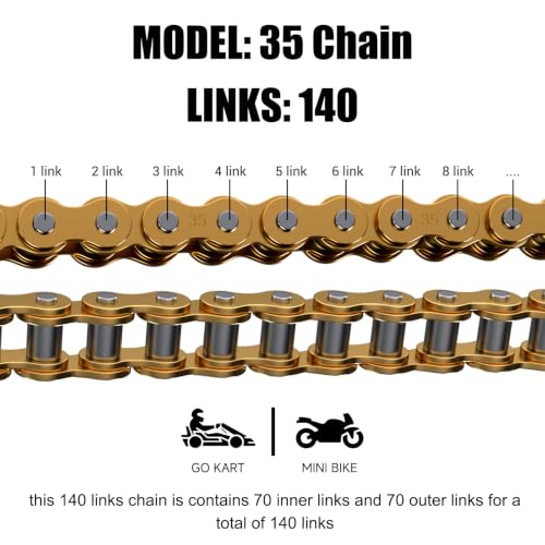 35 Chain Mini Bike Chain Breaker Compatible with Coleman CT100U CC100X Baja Doodlebug DB30 Motovox MBX10 MBX11 Predator 97cc 100cc Monster Mega Moto MM-B80 105cc Minibike Powersports Parts - color: Gold
