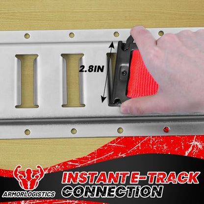 2 Pack E-Track Ratchet Straps, 2" x 8' Heavy Duty Cargo Tie-Downs, 4400LBS Break Strength, Standard E Track Fitting Tie Down, Ultimate Heavy Duty E Track Cargo Strap System for Trailer, Truck - color: Red, size: E Track Straps ONLY