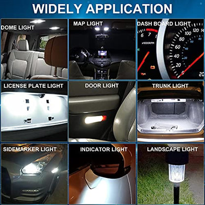 194 Led Car Bulb 3030 Chipset 2SMD T10 194 168 W5W Led Wedge Light Bulb 1.5W 12V License Plate Courtesy Step Map Lights Trunk Lamp Clearance Lights (12pcs) - color: White