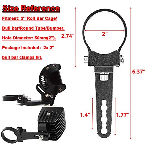 DaSen Adjustable 2" LED Light Roll Bar Tube Clamp Mount Brackets Compatible with Polaris RZR Ranger Most ATV UTV Truck