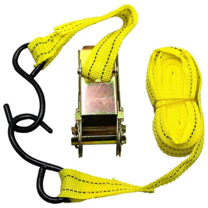 BlueDot Trading Ratchet Tie Downs-4 Pack, 4 Quick Release Ratchet tie-Downs with S Hook -Nylon Webbing Cargo Straps Soft Loops for Lighter Load Transport -1" Wide x 15' Long - size: 4 Rachets