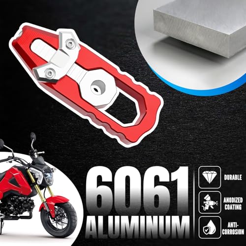 Canitu 2Pcs Red Swingarm Tensioner Axle Adjusters, Billet Aluminum Motorcycle Rear Axle Chain Spool Mods Chain Adjusters Adjusting Tool for Honda Grom 125 2014-2021 - color: RED