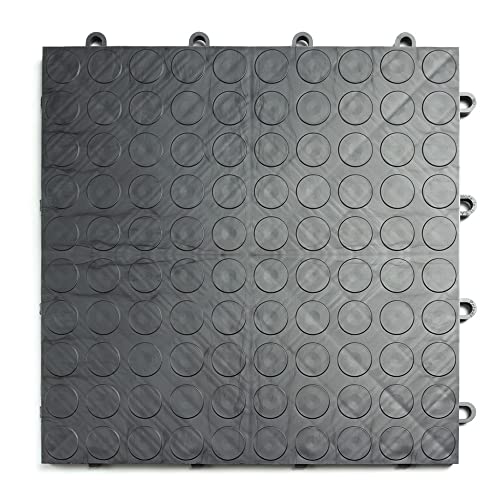 Big Floors GarageDeck Garage Floor Tiles, Interlocking Garage Flooring, Coin Pattern Non-SSlip Heavy-Duty Copolymer Modular Tile (Graphite, 24 Pack of 12 x 12" Tiles, 24 Sq Ft) - color: Graphite, size: 24 Pack