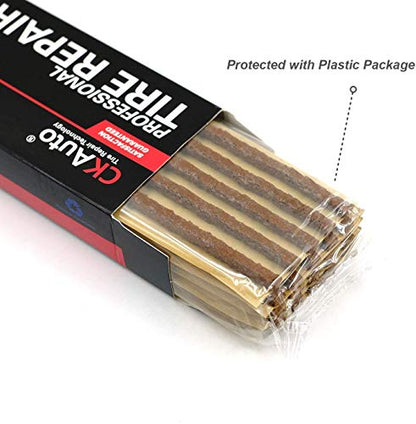 CKAuto 30pcs 8" Brown Tire Repair Strings, Automotive Tool Tire Repair Plugs for Tubeless Off-Road Tires Car, Bike, ATV, UTV, Wheelbarrow, Mower - color: Brown, size: 8" x φ0.236" 30pcs