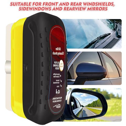 Automotive Oil Film Cleaning Brush with Reusable Foam Sprayer, Upgraded Antifog Glass Cleaning Board, Glass Oil Film Remover for Car Windows & Windshields (Black)