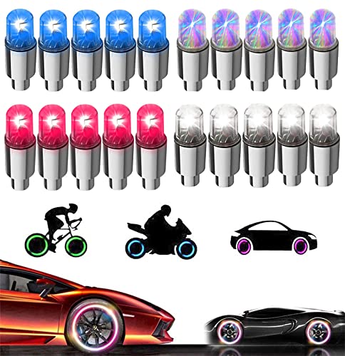 20 Pack LED Valve Stem Caps Lights for Car Tires Wheel Assemblies Light up Air Neon Bicycle Motorcycle Tyre Valve Lights Bike Truck Golf Cart for Kids Men Women(Mixcolor) - color: 20 Mixcolor