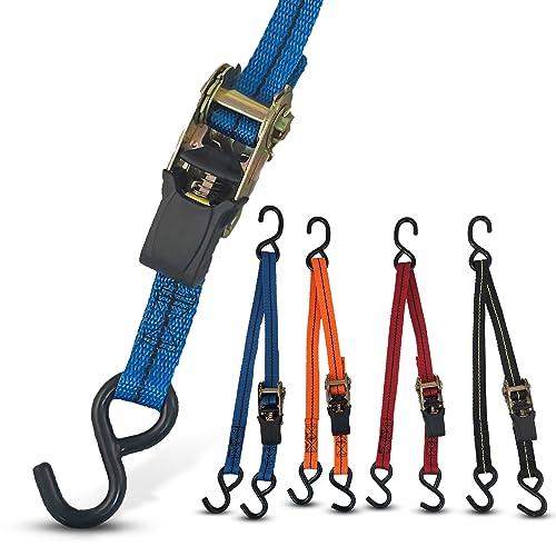 Cajun Tie Downs 3-Point Ratchet Tie Down Strap, Jet Ski, Sea Doo & Wave Runner Transom Straps, Vinyl S-Hooks, Made in USA, Black, 8 ft - color: Black, size: 10 Feet