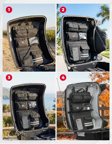 KEMIMOTO Upgraded Quick Release Organizer for Tour Pack Lid Compatible with Road Glide Road King Street Glide Touring Model Organizer Bag 1993-2013