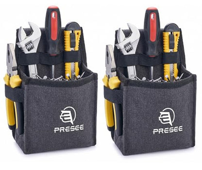 Canvas Tool Belt Pouch Fastener Tool Pouch Small Tool Pouches Flatfit Pocket Utility Pouch Tool Holster Nail Screw Pouch Bag for Electrician, Carpenter, Black, Pack of 2 - color: 2 Pack Black
