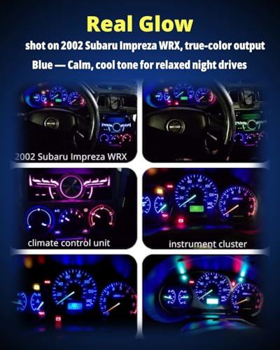 WLJH 40 Pack T10 & T5 LED Bulbs With Sockets, 194/168/W5W/2721/74, Non-Polarity, Dimmable, for Interior Dash Gauge, Dome, Map, Vanity Mirror, Glove Box,Trunk,License Plate Lights, 300 LM Blue - color: Blue