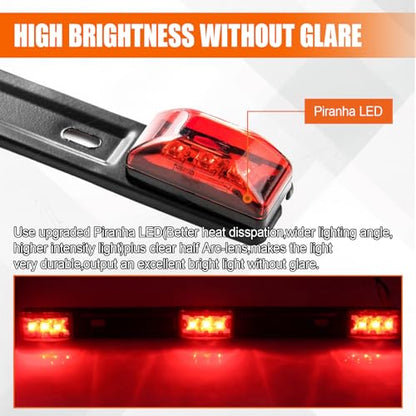 Car Trailer Tail Light Bar, 3-Light 9 LED Gap Identification Marker Light Strip with Stainless Steel Bracket, Identification Marker Light with Black Base for Truck Trailer Boat (Red) - color: Red
