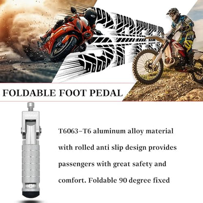 Universal Motorcycle Bicycle Folding Passenger Foot Pegs M8 Rearsets Rear Set Footrests Footpeg Foot Rest Peg Pedals For Bike Install Hole 8mm (Silver) - color: Silver
