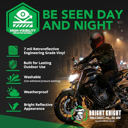 BRIGHT KNIGHT DECALS Reflective Stickers, 17pc Triangle Kit, Reflective Tape Outdoor Waterproof Motorcycle Helmet Stickers for Bikes, Scooters, and Hard Hats, Night Safety High Visibility - color: Red