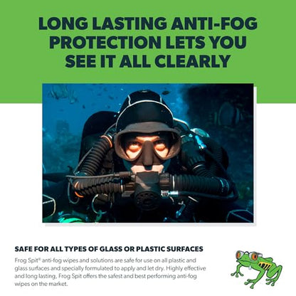 Frog Spit Pre-Moistened Anti-Fog Wipes | 100-Pack | Individually Packaged Travel Anti Fog Wipes for Glasses, Goggles, Face Masks, Helmet Face Shields - size: 1 Count (Pack of 100)