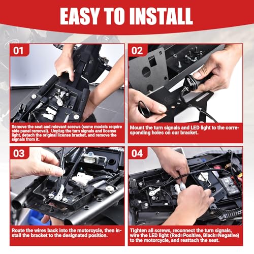 Motorcycle License Plate Bracket for Street Triple 765 R 765 RS 2020 2021 2022 2023 2024 2025 2026, Fender Eliminator With LED Light, Motorcycle Tail Tidy License Plate Holder Mount