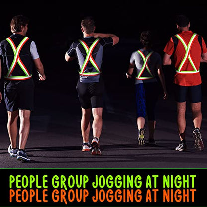 Macarrie 15 Pcs High Visible Reflective Running Vest Bulk Adjustable Safety Vest Elastic Straps Gear Night Walking Outdoor - color: Green and Orange