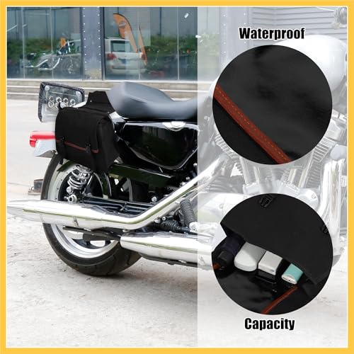 1Pair Motorcycle Saddlebag Side Tool Bags Cycling Motorcycle Luggage Bag Quick Release Buckle Waterproof Canvas Black 35.83''x15.35'' Auto Replacement Parts