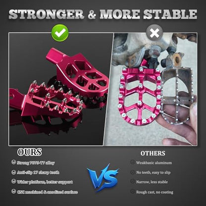XINGWU Dirt Bike Foot Pegs for Surron Light Bee X/S E-Ride Pro SS/SR/S Talaria MX3 MX4 Segway X160/X260 CRF150F 230F 250F Electric Dirt Bike Foot Peg Rests (Pink) - color: Pink